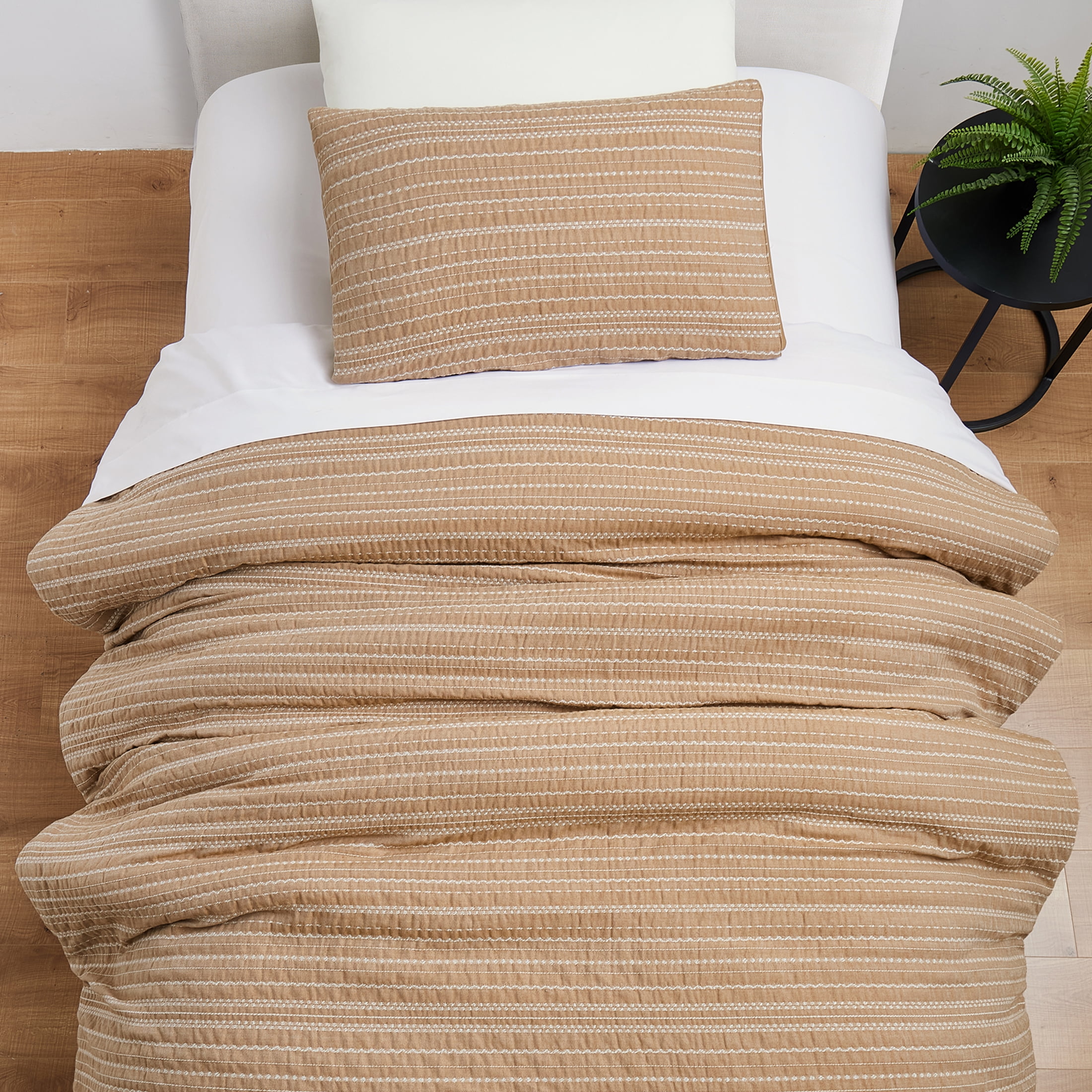 Better Homes & Gardens Crafted Woven 2-Piece Comforter Set, Dark Camel, T/TXL, All Ages