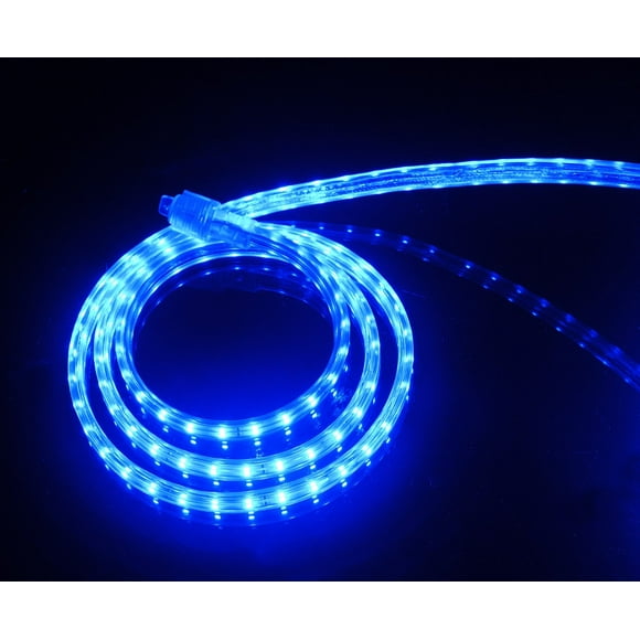 CBconcept UL Listed, 13 Feet, 1400 Lumen, Blue, Dimmable, 110-120V AC Flexible Flat LED Strip Rope Light, 240 Units 3528 SMD LEDs, Indoor Outdoor Use, Accessories Included, Ready to use