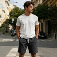 thumbnail image 4 of CIENVNSTG Waffle Shorts for Men Lightweight Classic Style Athletic Sweat Bottoms Elastic Drawstring Waist Summer Beach Casual Short Pants with Pockets Black XL, 4 of 5