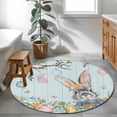 thumbnail image 4 of Area Rug 36in, Easter Rabbit Egg Flower Floor Carpet Living Room Rug, Spring Butterfly Tree Branch Wooden Non-Slip Welcome Mat Indoor Rugs for Bedroom Dining Room, 4 of 9