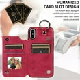 thumbnail image 6 of Feishell for iPhone XS/X Back Flip Wallet Case with ID Credit Card Slots & Metal Ring, Premium PU Leather Shockproof Magnetic Buckle Flip Kickstand Phone Case for Women Men,Red, 6 of 10
