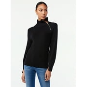 Scoop Women's Blouson Sleeve Sweater with Zip Neck
