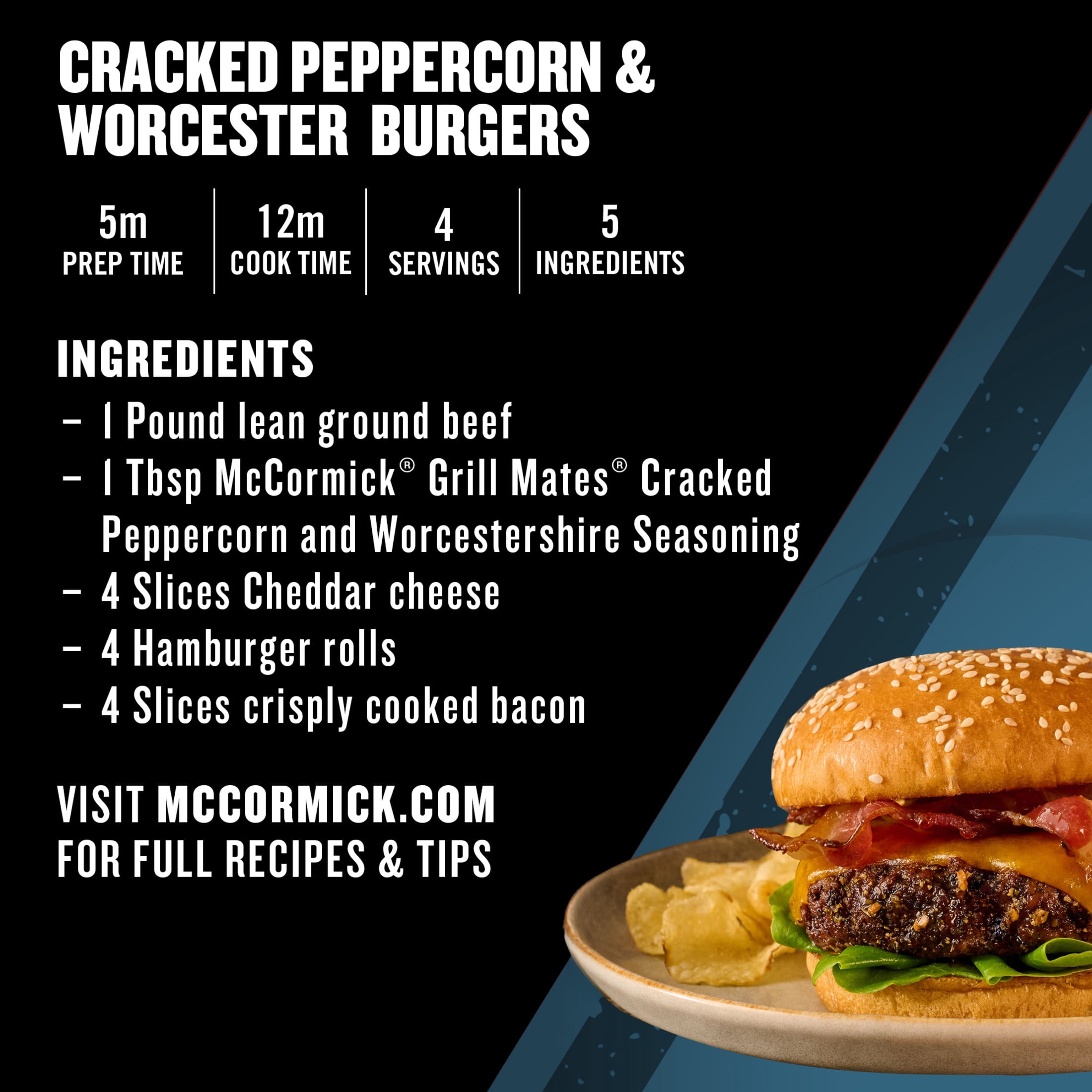 (6 pack) Grill Mates Kosher Cracked Peppercorn & Worcestershire Seasoning, 2.75 oz Bottle