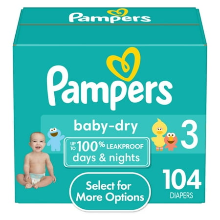 Pampers Baby Dry Baby Diapers Size 3 104 Count (Select for More Options)