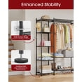 thumbnail image 2 of Sakugi Closet Organizers and Storage. Free Standing Clothes Rack with 6 Hooks, Leveling Feet & Wall Anchor, Wardrobe Closet for Bedroom or Laundry Room, 48.8" x 12.6" x 61.0", Black, 2 of 10