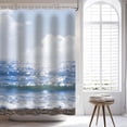 thumbnail image 4 of Ocean Shower Curtain for Bathroom, Glitter Sea Level Nature Landscape Shower Curtain Set Waterproof Fabric Bathtub Curtain Decor with 12 Hooks, 72x72inches, 4 of 5