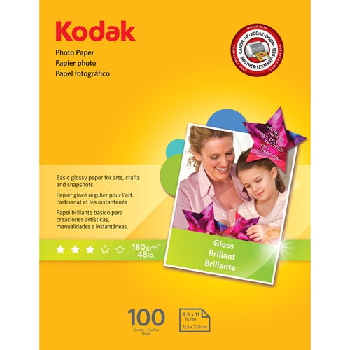Kodak 8x11 Gloss Photo Paper, 100 Sheets