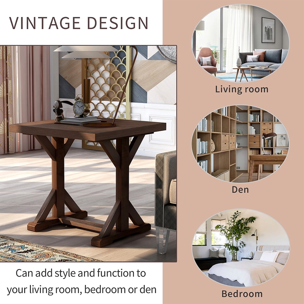 Private Jungle Set Vintage Style Easy Assembly 24" End Table Sofa Table with Firm Structure, Bedroom (Brown) Private Jungle Set Vintage Style Easy Assembly 24" End Table Sofa Table with Firm Structure, Bedroom (Brown)