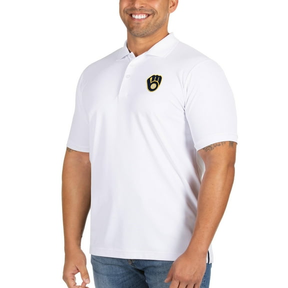 Men's Antigua White Milwaukee Brewers Big & Tall Legacy Pique Polo