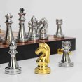 thumbnail image 5 of Chess Board Folding Travel Chess Set Gold Silver Metal Chess Pieces Folding Wooden Chess Board, 5 of 7