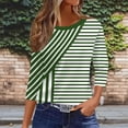 thumbnail image 6 of Ayolanni Trendy T Shirts for Women Striped Going Out 3/4 Sleeve Scoop Neck Blouse Fitted Ladies Shirts Tops for Women Green L, 6 of 7