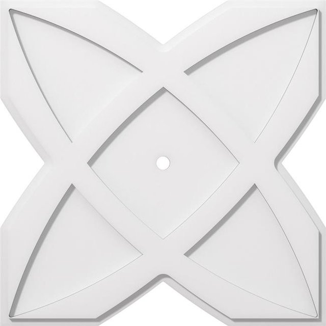 Ekena Millwork CMP24TS-01000 24 in. OD x 1 in. ID Square Titus Architectural Grade PVC Contemporary Ceiling Medallion