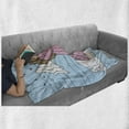 thumbnail image 6 of Angel Wings Soft Flannel Fleece Throw Blanket, Girl on Clouds for Love Christmas Hearts Doodle, Cozy Plush for Indoor and Outdoor Use, 60" x 80", Pale Azure Blue White, by Ambesonne, 6 of 6