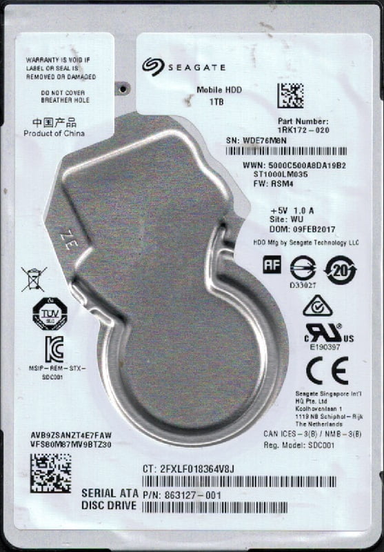 FAULTY Seagate Mobile 1TB HDD 1RK172-*** ST1000LM035