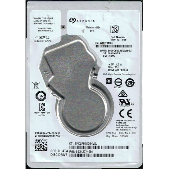 ST1000LM035 P/N: 1RK172-020 F/W: RSM4 WU WDE Seagate 1TB 2.5" HDD