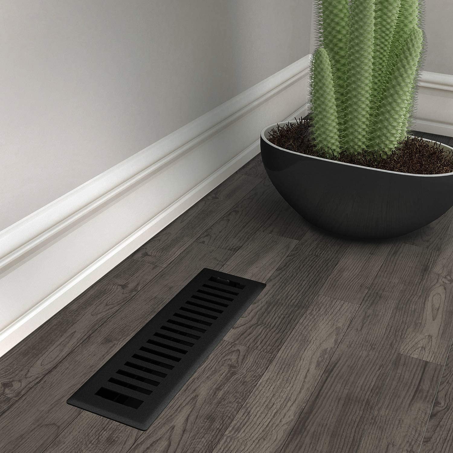 5-pack Imperial Montezuma Floor Register Classic Style - Adjustable Steel - 5 Pack, 2.25 x 12 In, Black — Residential Use, Standard Application