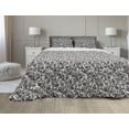 thumbnail image 1 of Garden Art Comforter & Sham Bedding Set, Floral Pattern Pomegranate Fruits and Leaves Coming of Spring, 3 pcs Duvet Set Microfiber Filling Quilt, 5 Sizes, Plum Blush Black, by Ambesonne, 1 of 4