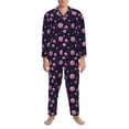 thumbnail image 3 of Lsque Pink Planets And Stars Pattern Long Sleeve Pajama Set for Men - Soft 2-Piece Sleepwear and Loungewear Set with Pockets, Comfy Nightwear-Medium, 3 of 7