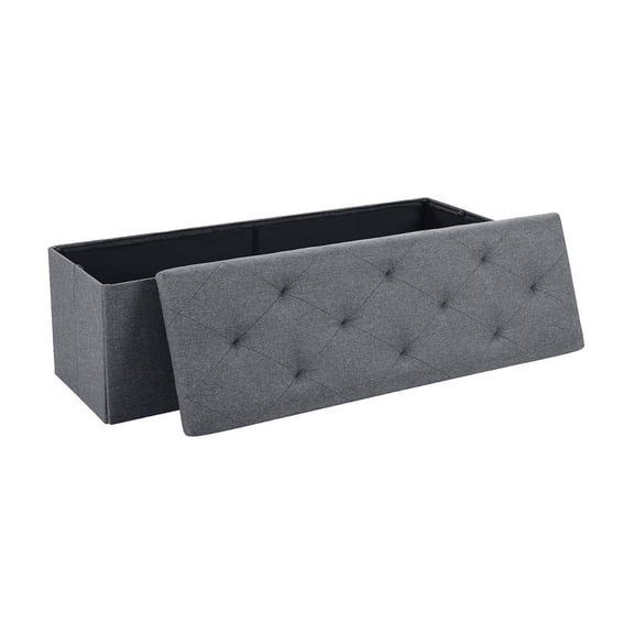 Folding Storage Ottoman Long Stool Ottoman Foot Rest End of Bed Long Stool Storage Chest for Living Room Bedroom Entryway 47 Inches Gray