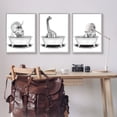 thumbnail image 2 of Stupell Dinosaurs Bathing Bathroom Tub Animals & Insects Painting Gray Framed Art Print Wall Art, Set of 3, 2 of 8