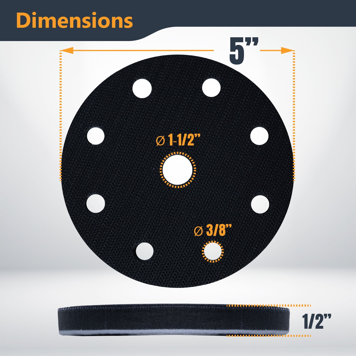 POWERTEC 1PK 5 inch Foam Interface Pad, 9-Hole Hook and Loop Sanding Backing Pad for Festool RO125 / ETS 125 Sander Orbital Sanders – High-Density PU Cushion, Sanding & Dust Extraction, 46901N