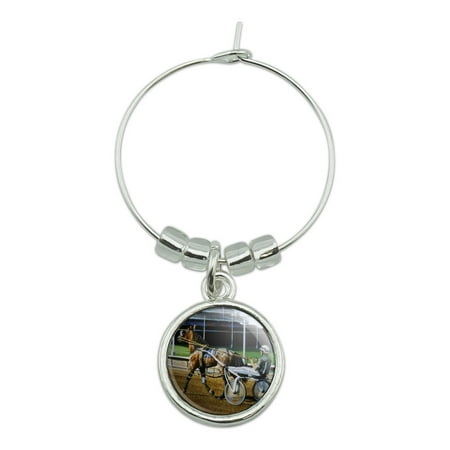 

Harness Racing Track Horse Racer Wine Glass Charm Drink Marker