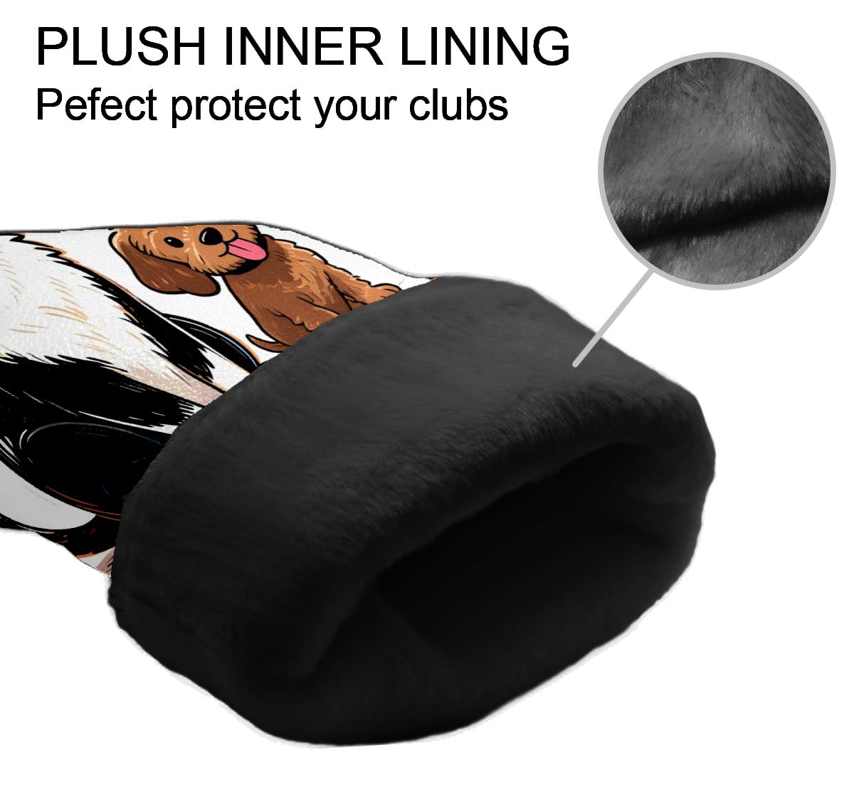 Golf Club Covers, While Pets Premium PU Leather Driver Hybrid Putter Head Covers with Velvet Lining, Waterproof Golf Gifts for Men Women