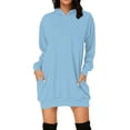 thumbnail image 1 of Ladies Casual Loose Long Sleeved Hooded Solid Color Dress, 1 of 4