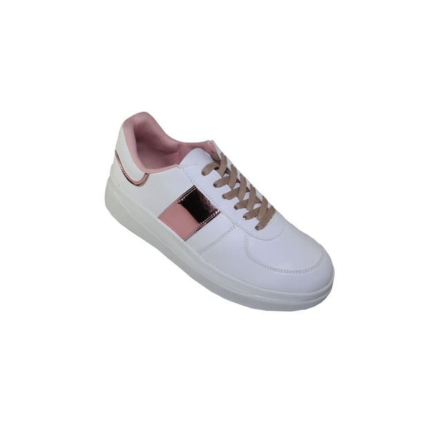 Tenis Casual Leon Mujer Polipiel Cabra 5000 Blanco CON Rosa