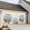thumbnail image 4 of Blue Hydrangea Garage Door Cover Banner 7 x 8 FT,Spring Floral Leaves Butterfly Vintage Beige Garage Door Curtains Backdrop with Grommets for Indoor Outdoor Wall Party Porch Yard Decor Background, 4 of 9