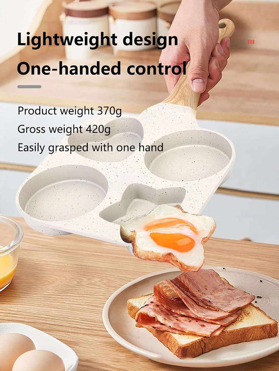 4 Hole Non Stick Egg Frying Pan, Mini Egg Poacher Pan Nonstick for 4 Eggs, Small Pancake Mold Skillet, Breakfast Frying Panfor Eggs, Steak and Pancakes, for Stovetop, Induction Compatible