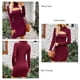 thumbnail image 3 of Vestido De Manga Larga, Vestido Corto De Color Puro, Acanalado, Recortado, Cuello Simulado, Amigable Con La Piel Para El Hogar ANGGREK Otros, 3 of 6