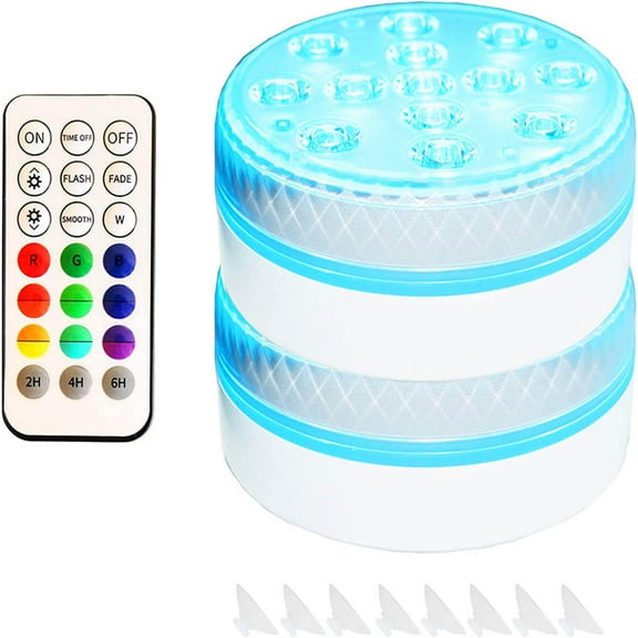 Summer Savings! PRETXORVE 2PCS Submersible Pond Lights Remote Control 13 Led Bright Rgb Led Double