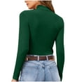 thumbnail image 5 of Fznquz Green Women's Tee Shirts Ribbed Long Sleeve Going Out Basic Tee Trendy Turtleneck Plain Fitted Spring Clothes for Women,L, 5 of 6