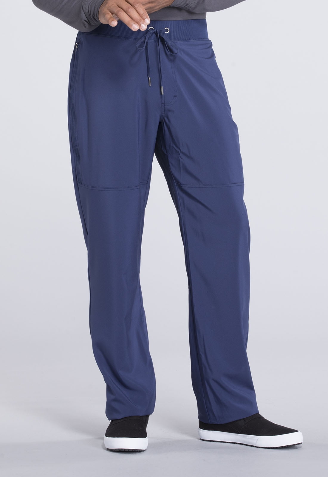 mens navy tapered trousers