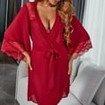 thumbnail image 4 of Aayomet Lingerie for Women Women Lace Kimono Robe Chiffon Lingerie Mesh Chemise,Red L, 4 of 4
