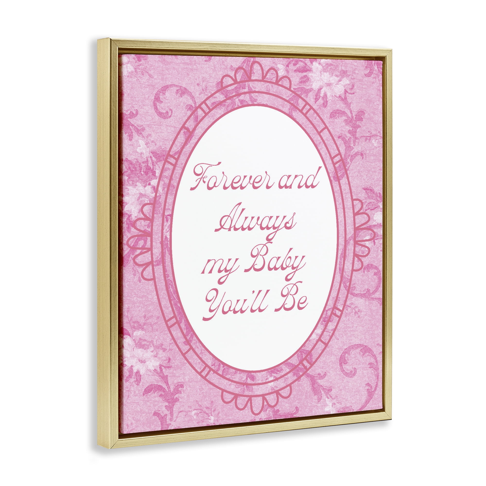 Stupell Industries Forever & Always My Baby Gold Framed Floater Canvas Wall Art, design by Lil' Rue