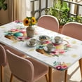 thumbnail image 3 of Easter Eggs Table Cloths for 6 Foot Rectangle Tables, Yellow Floral Basket Leaves Rustic Botanical Patio Waterproof Elastic Fitted Tablecloths, Washable Rectangular Table Cover for Camping, 3 of 8