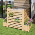thumbnail image 1 of 3 Panel Wooden Privacy Screen with Built In Planter Box, Freestanding Outdoor Fence Enclosure for Trash Cans AC Units Pool Pumps, Decorative Garden Divider for Patio Backyard Courtyard, 1 of 7