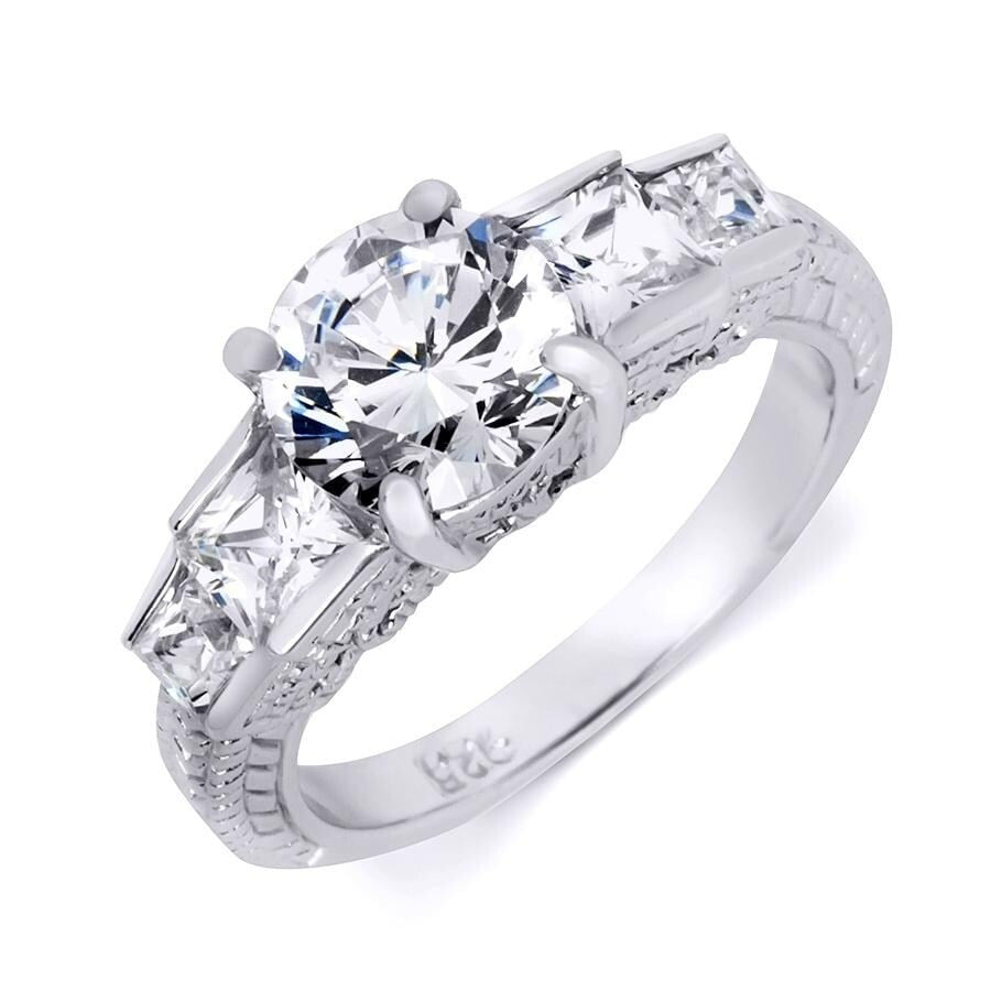 2.75CT WHITE ROUND CUT DIAMOND ENGAGEMENT WEDDING 925 STERLING SILVER RING 