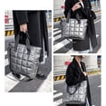 thumbnail image 5 of Bolso de nailon con asa superior para mujer, bolso con rejilla de hilo bordado, bolso de hombro, 5 of 5