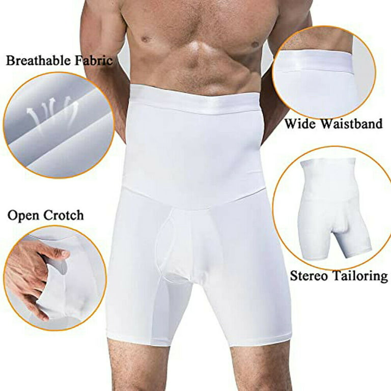 Optlove Men's Tummy Control Shapewear Shorts High Waist Slimming  Anti-Curling Underwear Body Shaper Seamless Boxer Brief, Black, Medium :  : Clothing, Shoes & Accessories