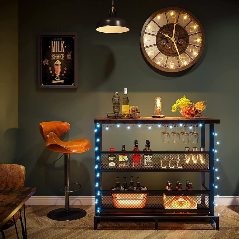Tribesigns Industrial Home Bar Unit, 3-Tier Liquor Bar Table with ...