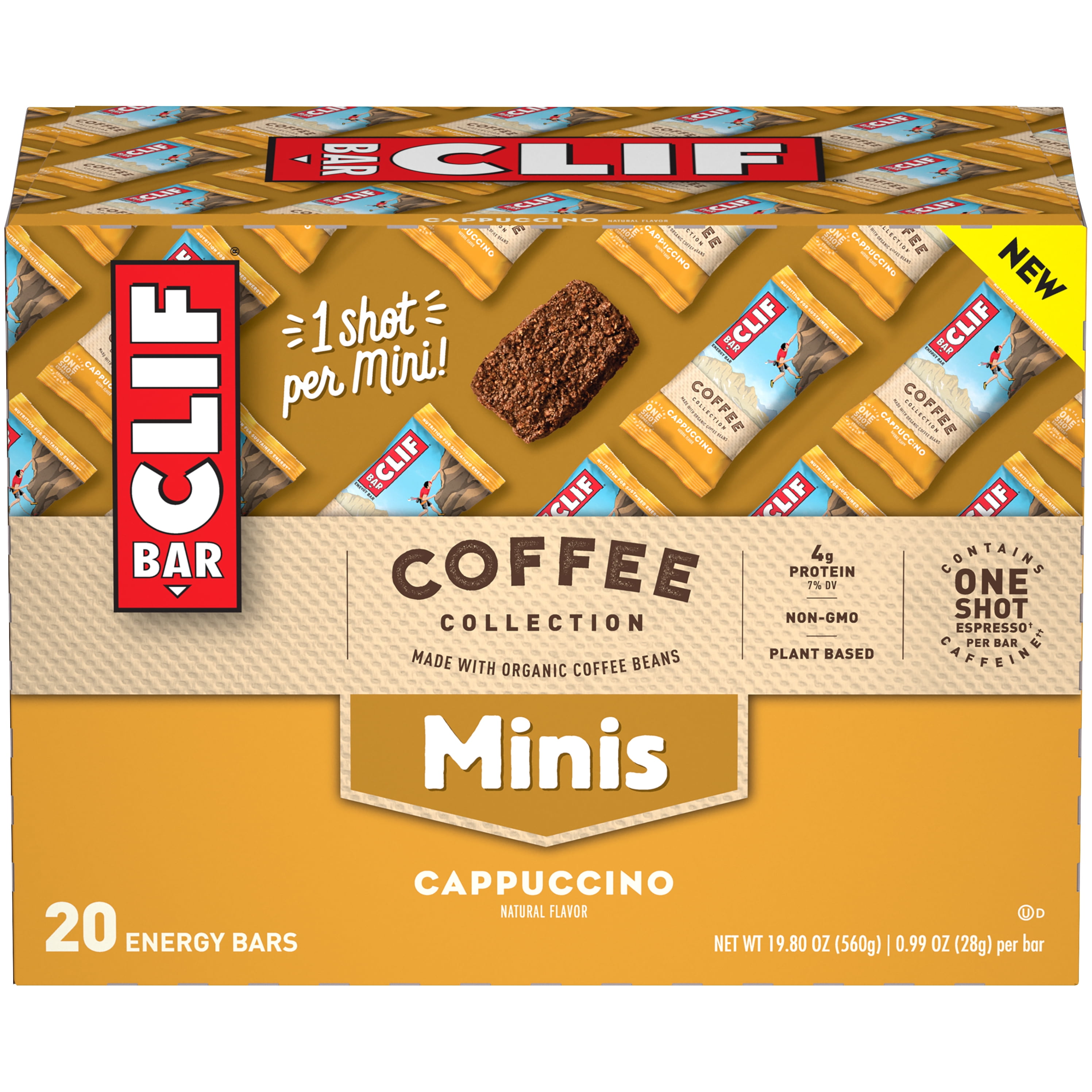 CLIF Bar Minis Coffee Collection Energy Bars, Cappuccino Flavor, 20 Ct