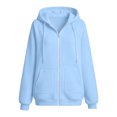 thumbnail image 4 of NominalSnug Women Zip Up Hooded Jacket Light Fleece Lined Long Sleeve Casual Hooded Sweatshirt With Pockets For Fall Daily Wear, 4 of 8