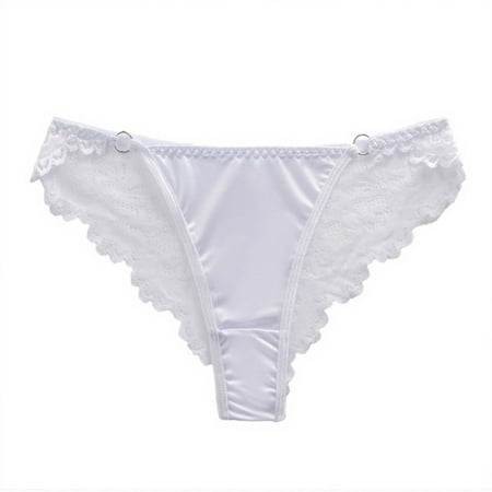 BYHONG Women s Fashion Sexy Solid Color Soft Skin Crotch Low Waist Thong Underwear Panties for Women White XS