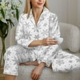 thumbnail image 6 of Gukieu Snowflake Minimalist Print Women's Long Sleeve Pajama Set, Button Top Elastic Pocket Pajama Pants Two Piece Set Home Wear-X-Large, 6 of 7