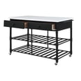 thumbnail image 3 of Kitchen Island with 4 Caster Wheels, Black and White, 3 of 5
