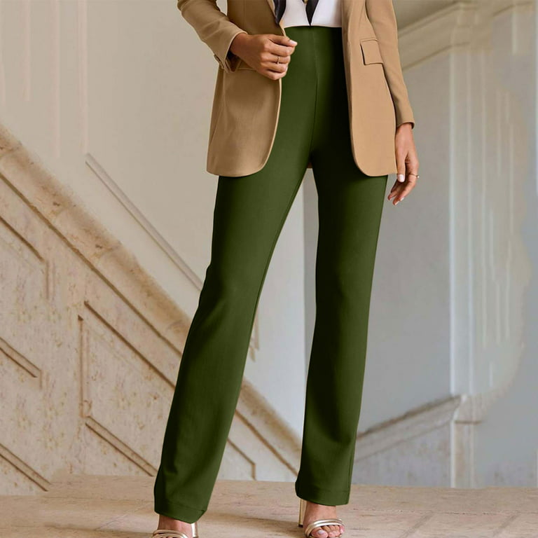 KIHOUT Women's Summer Pants Women Trousers Full Pants Casual Straight Solid  Color Suit Pants