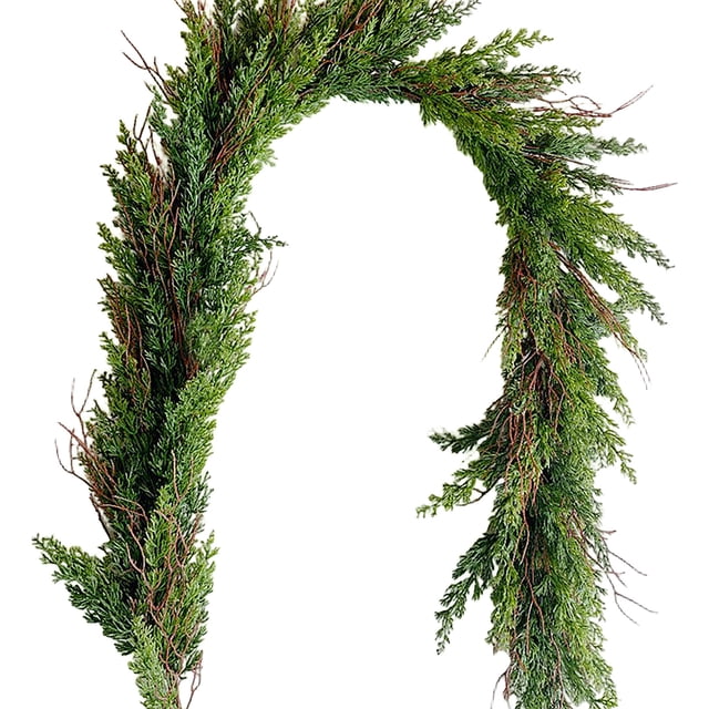 5.9 FT Realistic Handmade Christmas Cedar Garland, Artificial Cypress Pine Needles Greenery Garland Ornaments for Mantel Table Stairs Fireplace Winter Holiday Christmas Decor Indoor Outdoor